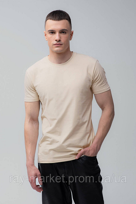 Футболка базова Ray Premium Fit чоловіча бежева (U0102-Cream) Київ - фото 6