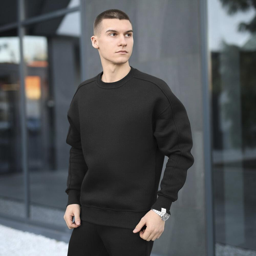 Оверсайз свитшот черный мужской осень зима Pobedov Hubble. Оверсайз кофта черная Киев - изображение 3