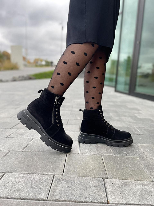 Черевики жіночі RONE BALMAN чорні натуральна замша висота 13см (2760) Коломия - фото 7