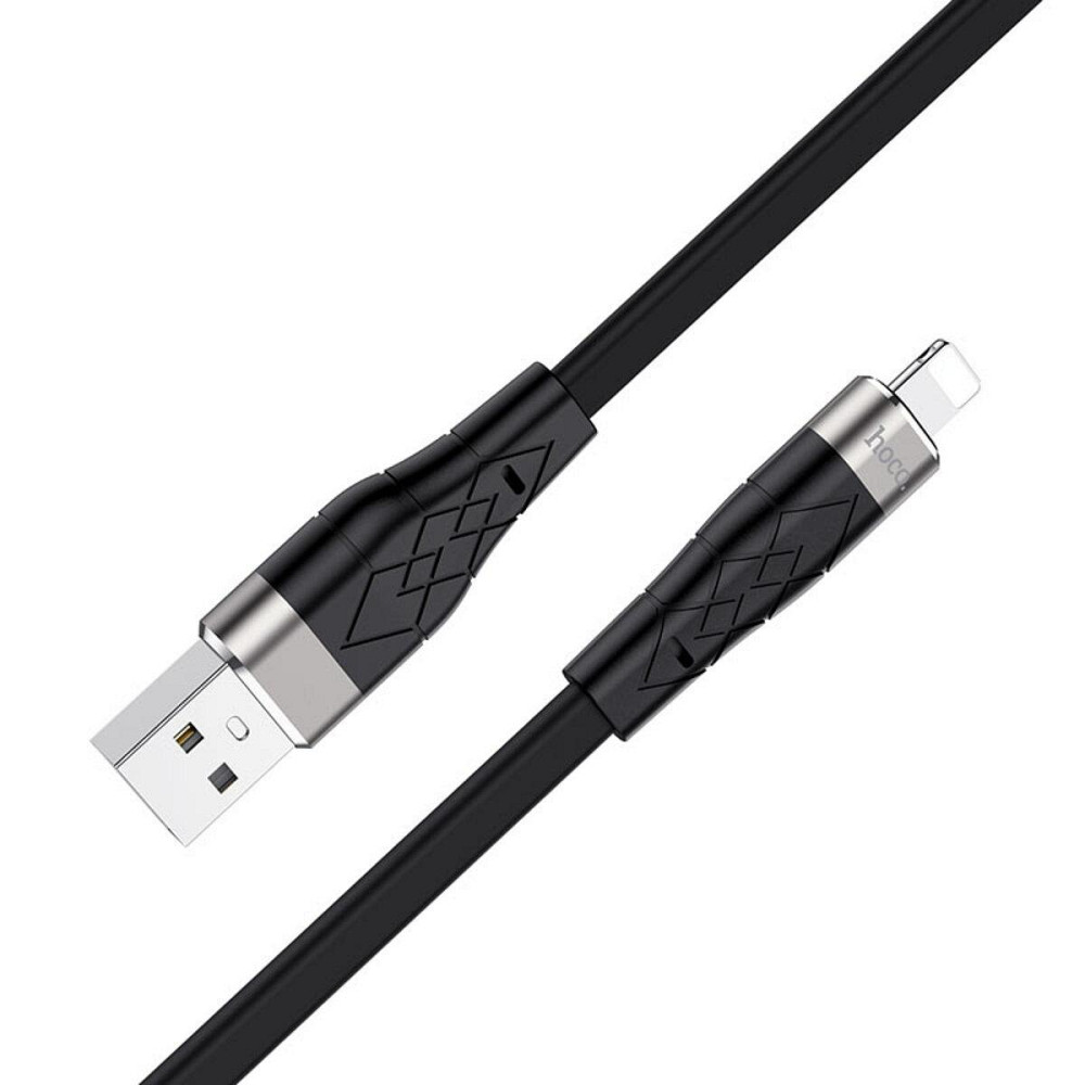 Кабель HOCO X53 USB - Lightning 2.4A, 1m, силіконовий, алюмінієві конектори, колір чорний 6931474738059 Одеса - фото 1