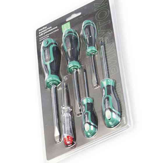 Набор отверток 5 шт магнитные - шлиц 3,5,6мм; крест 3,5мм + отвертка-индикатор (блистер) Мукачево