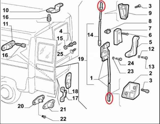 Ремкомплект замка задних дверей GP Fiat Ducato 230/244 (1336747080) Киев