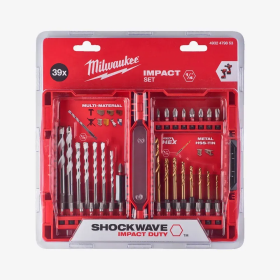 Профессиональный набор бит и сверл Milwaukee SHOCKWAVE RedHEX TiN 39 шт (4932479854) Киев