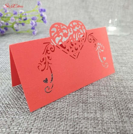 Банкетные карточки для гостей на стол 10 штук 5,5 на 9 см красный Киев - изображение 2