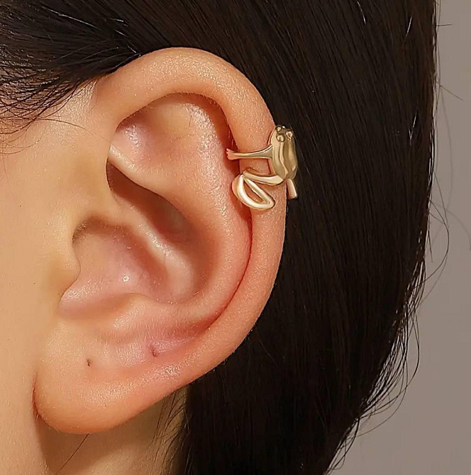 Кафф на ухо в виде лягушки, золотой цвет, без прокола Киев - изображение 1