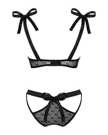 (SALE) Полупрозрачный эротический комплект Obsessive Obsessivia 2pcs set black L/XL, бюстгальтер и трусики, Sex Aura Киев