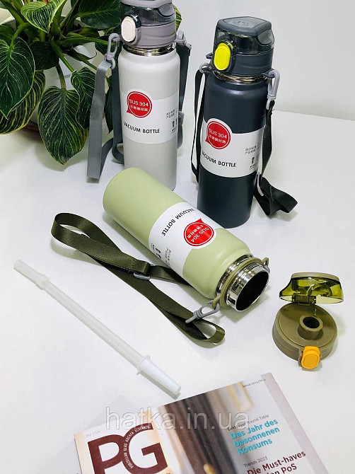 Термос металевий «Мілота» 1000 мл із поїлкою утримання тепла до 4-6 годин сірий Київ - фото 3