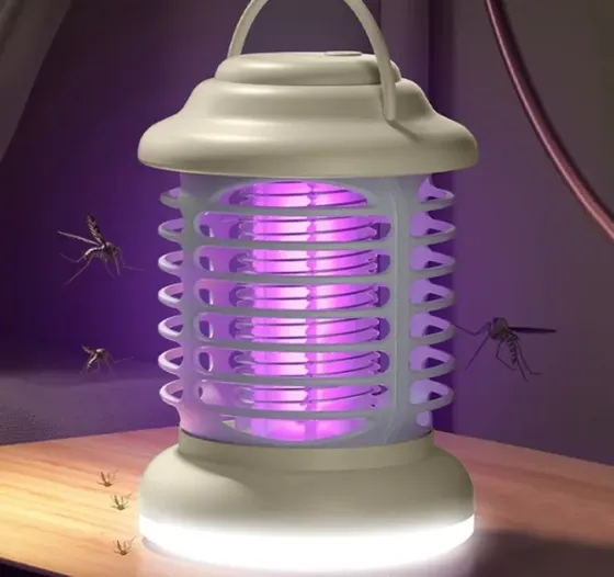 Лампа-фонарь кемпинговая антимоскитная с аккумулятором 1200 мАч и зарядным кабелем светодиодным освещением против комаров Коломия