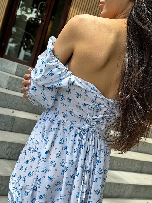 Жіноче софтове плаття на ґудзиках із довгим рукавом Білий Квітковий принт M-L Харків - фото 4