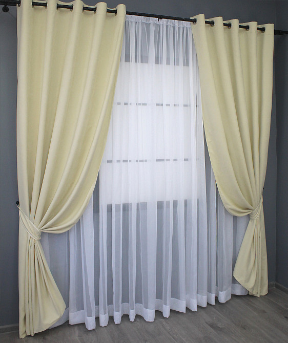 Комплект штор на люверсах VR-Textil Мікровелюр SPARTA № 844ш Кремовий 150х250 см 2 шт (37-0006) Київ - фото 3