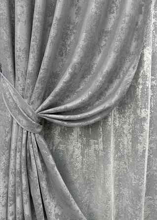 Комплект штор VR-Textil Жакард Мармур 100х270 2шт і Тюль 300х270 1668ш-1400т Сірий з білим 71-001/1 Київ