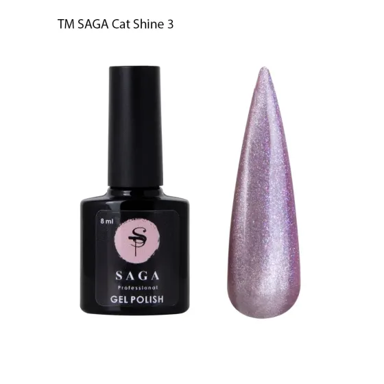 Гель лак кошачий глаз хрустальная кошка №3 Saga Cat Shine Silver 8ml Киев