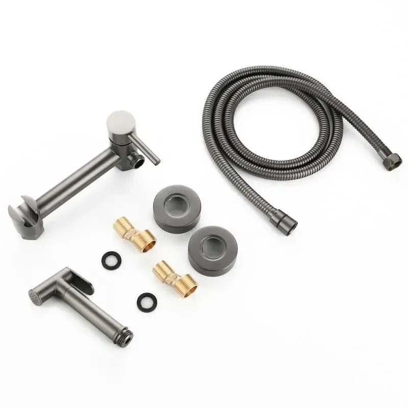 Настінний змішувач з гігієнічним душем Mixxus SUS-222 GRAPHITE стали колір графіт SUS304 (MX9884) Чернівці - фото 2