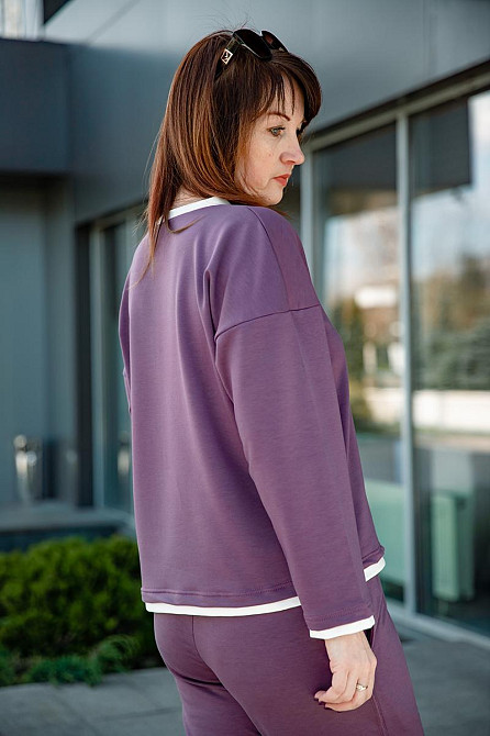 Костюм жіночий спортивний, зливовий, двонитка (комплект штани + кофта), топ Крохатушка одяг Київ - фото 2