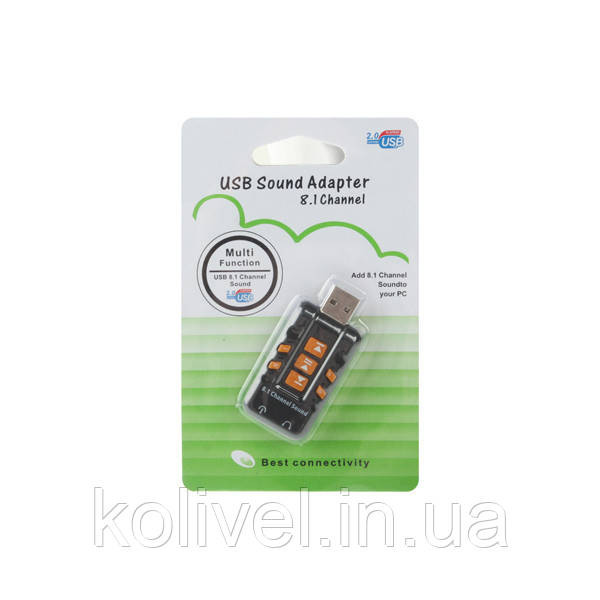 Звукова плата USB, Virtual 8.1 Channel чорний, RTL (B00226) Київ - фото 4