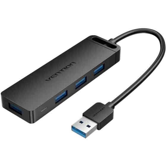 Хаб USB 3.0 -> 4xUSB-A 3.0, 5Gbps,  Black Vention Винница