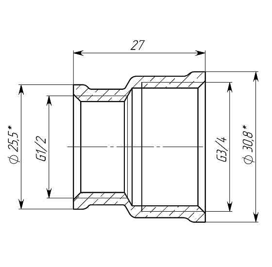 Муфта редукційна 3/4″х1/2″ВВ латунна  LM431S OPTIMUM Київ