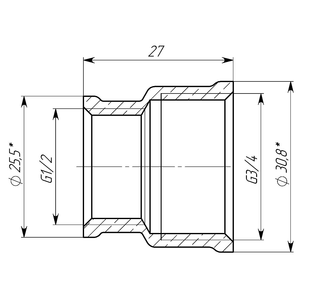 Муфта редукційна 3/4″х1/2″ВВ латунна  LM431S OPTIMUM Тернопіль - фото 4