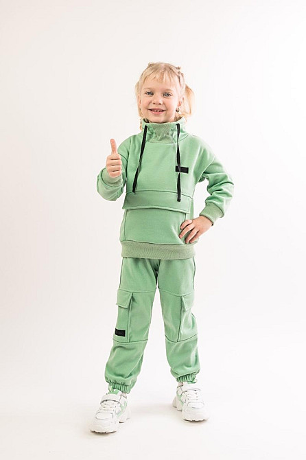 Костюм детский, спортивный х/б 100% (серый меланж, ментол, сиреневый,розовый, желтый) Крохатушка одяг 116, Ментол Киев - изображение 1