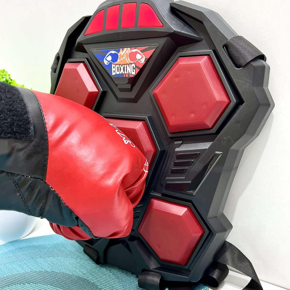 Боксерський набір музика звук світло рукавички 2шт 22см Чорно-червоний (MR 1247) Чернігів - фото 4