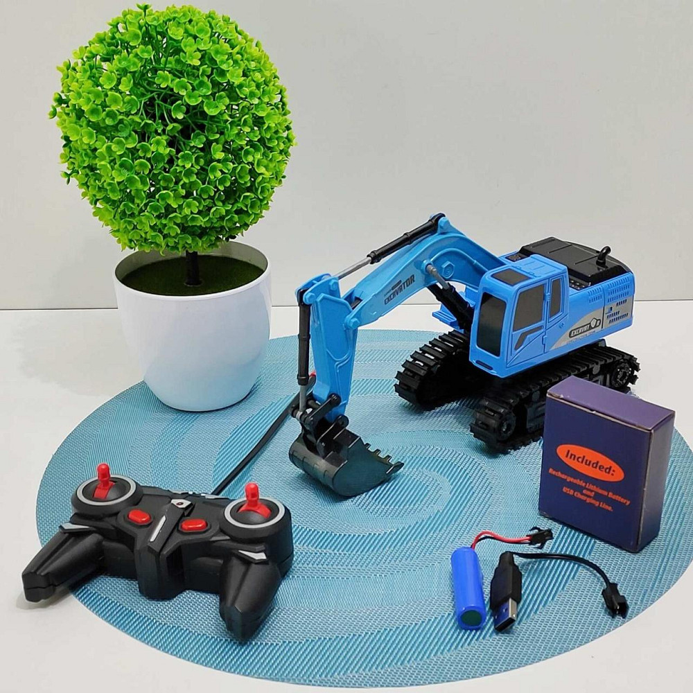 Екскаватор гусеничний на радіокеруванні з підсвічуванням та звуком Блакитний (700-C2) Чернигов - изображение 1