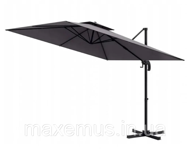 Садовый зонт консольный с наклоном Bonro B0 1 9 3х3 м Серый (от солнца для террасы) Мостиска - изображение 12