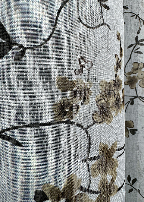 Тюль VR-Textil 1326т Flora Батист Білий з коричнево-чорним принтом 400х270 см (42-0978) Київ - фото 5