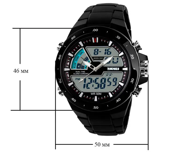 Мужские часы Skmei 1016 Shark Black С красной каемкой Винница - изображение 7