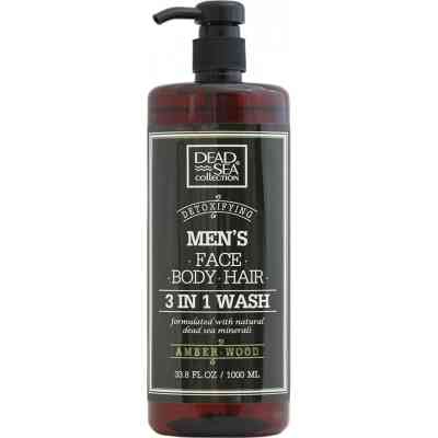 Гель для душа Dead Sea Collection Amber Wood мужской 3 в 1 для тела, волос и лица 1000 мл (7290102256976) Винница