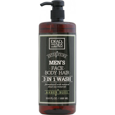 Гель для душа Dead Sea Collection Amber Wood мужской 3 в 1 для тела, волос и лица 1000 мл (7290102256976) Винница - изображение 1