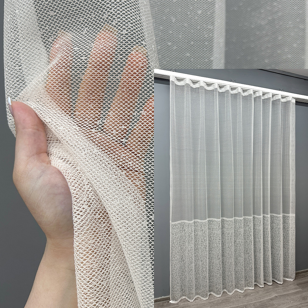 Тюль жаккард цвет белый 1674т Киев - изображение 1