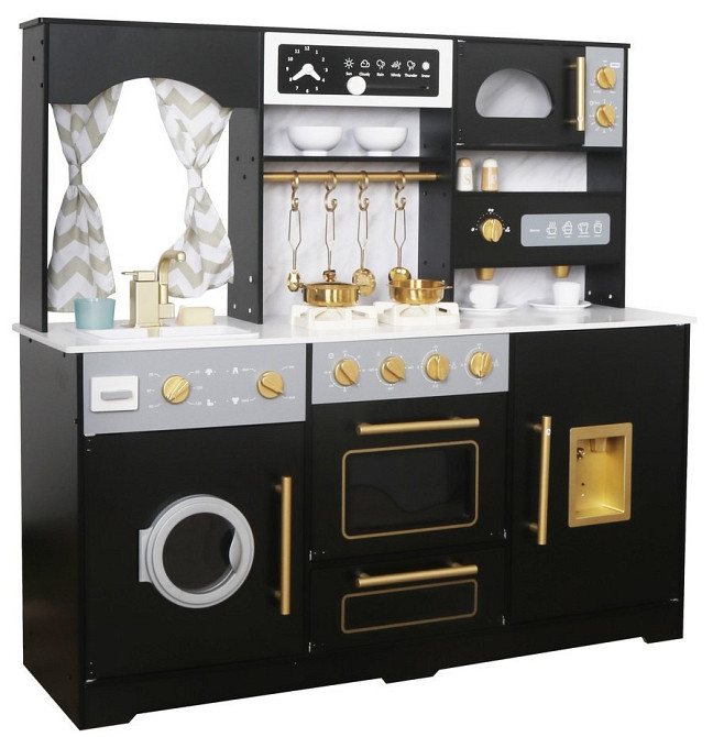 Дитяча дерев'яна ігрова кухня AVKO Равенна Black, звукові та світлові ефекти (40010909) для дітей Київ - фото 1