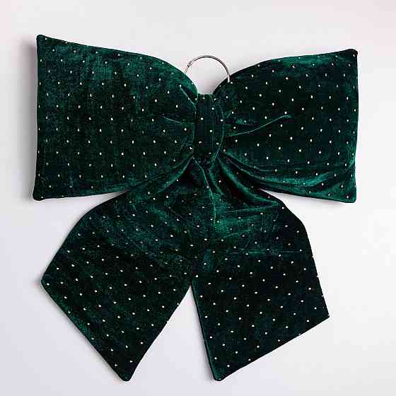 Зелений бархатний бант зі стразами для ялинки 55×70 см Київ
