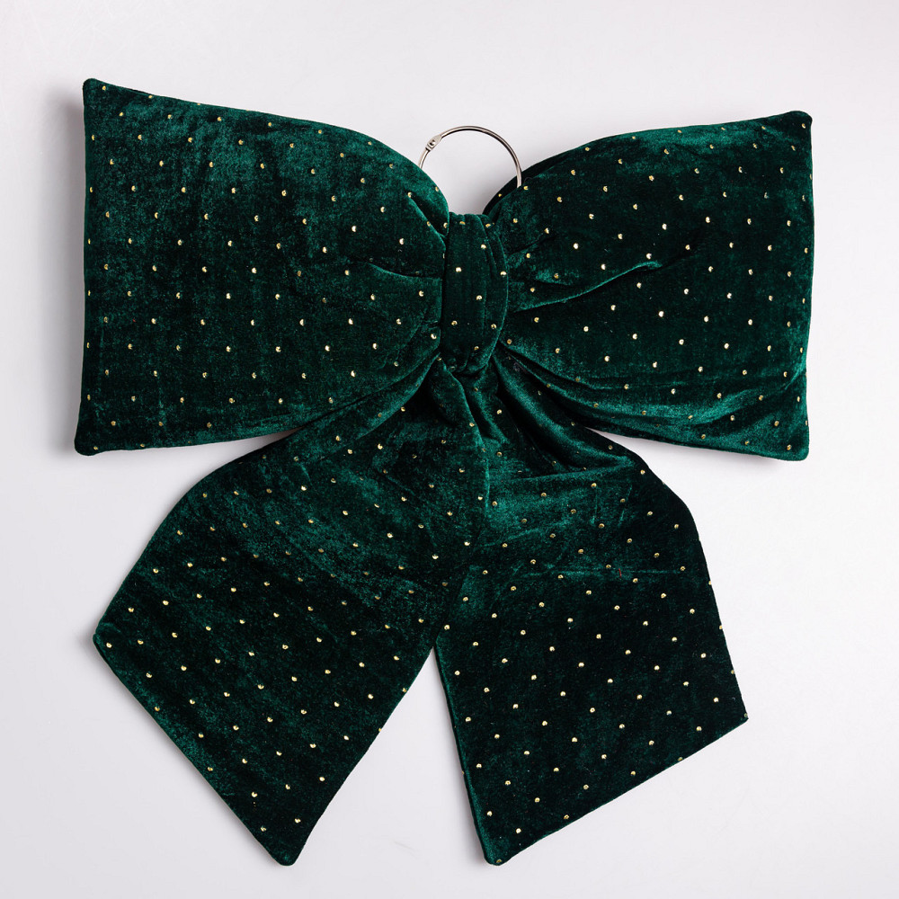 Зелений бархатний бант зі стразами для ялинки 55×70 см Київ - фото 1
