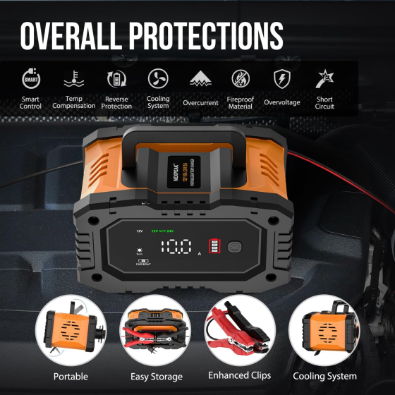 Зарядное устройство NEXPEAK NC202 12/24 В, 10/5 А, LiFePO4/AGM/GEL, 8-этапное, Pulse Repair, LCD Киев