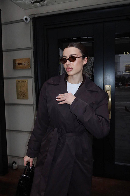 Женский стильный трендовый водоотталкивающий тренч качественный коттон + подклад Шоколад Одесса - изображение 5