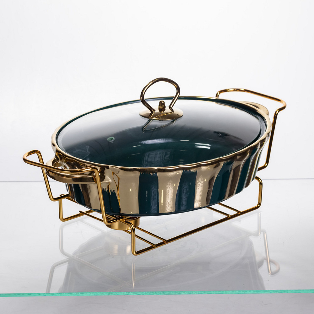 Марміт порцеляновий настільний овальний 1,5 літра мармітниця з підігрівом JY-6 Коломия - фото 2