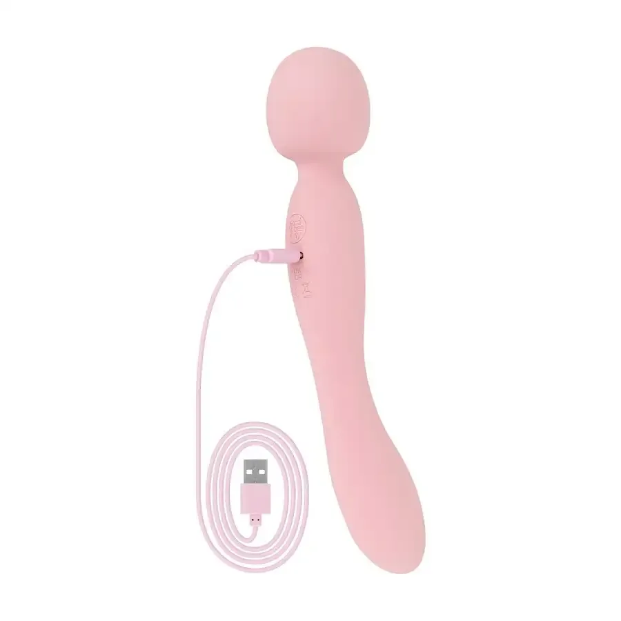 Двусторонний массажер-вибратор Good Vibes Only – SIMI Double-Sided Wand Vibrator Soft Silicone – Pink Львов - изображение 7
