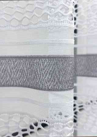 Короткий тюль VR-Textil 1947т Жакард Білий з сірим 300х145 см (42-0899) Київ