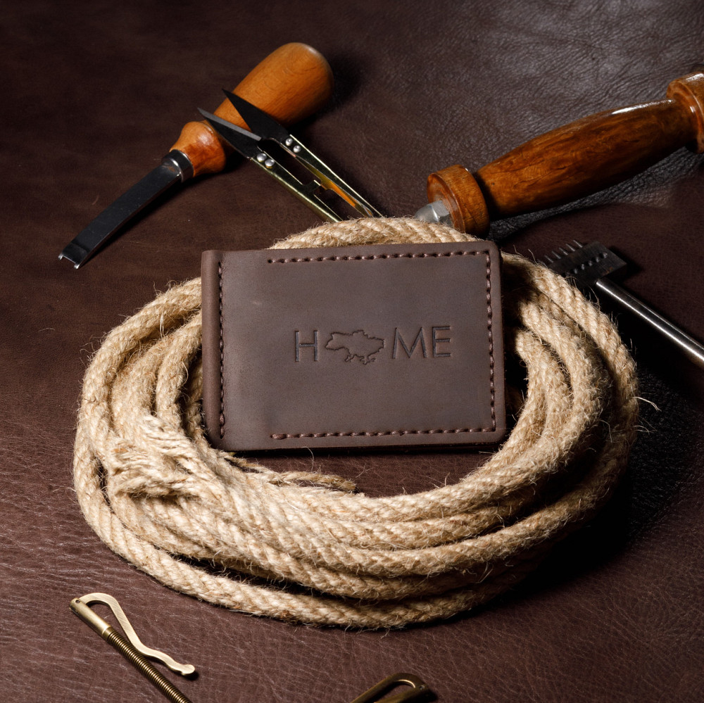 Затискач для грошей на кнопці чоловічий з відділеннями для карток, коричневийMasterSem Київ - фото 4