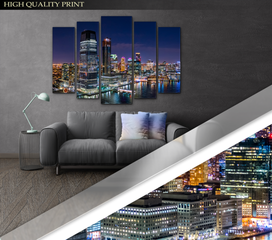 Модульна картина у вітальню / спальню Нічне місто Art-398_5 ( 80х118см ) Київ