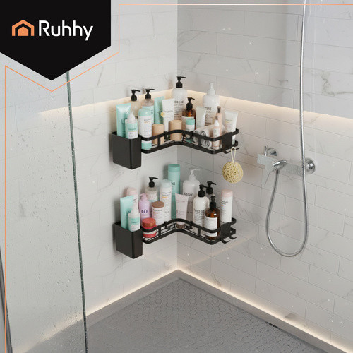 Угловая полка для ванной комнаты набор из 2 шт Ruhhy (27092) Black Нововолынск - изображение 7