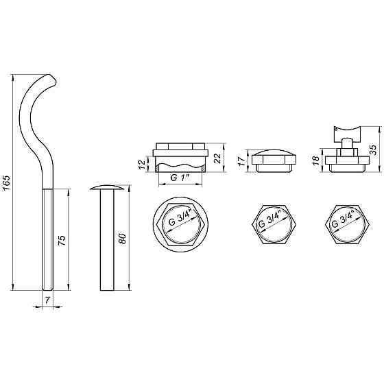 Комплект футорок секційного радіатора CRISTAL NR-2014 3/4″ з 2-кронштейнами (HT 405) Тернопіль
