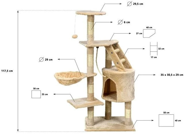 Ігровий комплекс для кішок AVKO Buffy когтеточка, будиночок, дряпка Бежевий Київ - фото 8