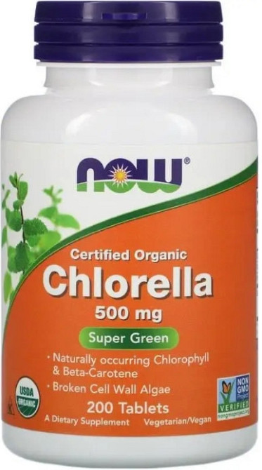 Водорості хлорели Now Foods Chlorella 500 мг, 200 таб Київ - фото 1
