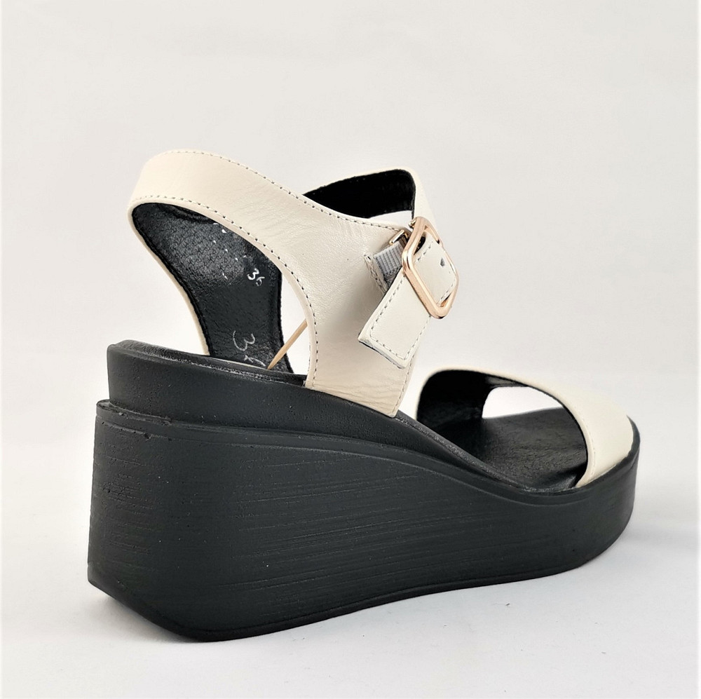 Жінки Сандалія Кожані Босоножки на Танкетці Платформа Білі Літні (розміри: 37) - 73-6 Дніпро - фото 8