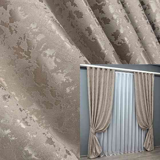 Комплект готовых штор VR-Textil Лен мрамор Pavliani VO № 1717ш серо-бежевый 185х270 см 2 шт (39-119) Киев