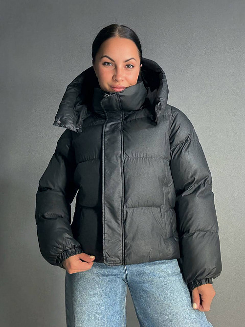 Куртка женская Lady Yep 10005 дутая пуффер с капюшоном черная, черный, 44 Киев - изображение 8