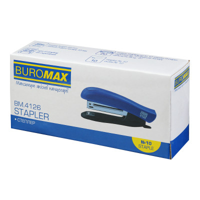 Степлер Buromax пластиковий, 12 аркушів, (скоби №10), 88 х 44 х 22 мм, синій (BM.4126-02) Вінниця - фото 5