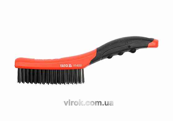 Щітка дротяна сталева YATO : 4- рядна, L= 260 мм з пластмасовою ручкою [12/72] Одеса